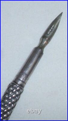 FANCY REPOUSSE STERLING SILVER QUILL DIP PEN 1800s #2