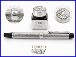 FERRARI Vintage 1980s 925 Sterling Silver Guilloché Fountain Pen Set
