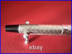 FERRARI Vintage 1980s 925 Sterling Silver Guilloché Fountain Pen Set