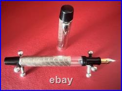 FERRARI Vintage 1980s 925 Sterling Silver Guilloché Fountain Pen Set