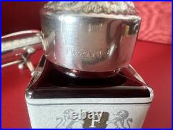 FERRARI Vintage 1980s 925 Sterling Silver Guilloché Fountain Pen Set