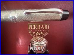 FERRARI Vintage 1980s 925 Sterling Silver Guilloché Fountain Pen Set