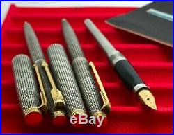 FIRST YEAR Parker 75 Cisele Fountain Pen Ballpoint Pen Pencil Set Metal Threads