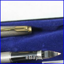 FIRST YEAR Parker 75 Cisele Fountain Pen Pencil Set Metal Threads Mint 14K nib