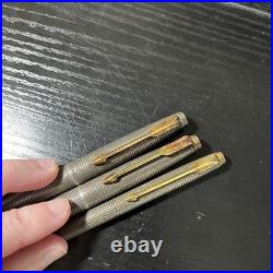 FOR PARTS Parker Sterling Silver Rollerball & Fountain Pen 14k Nib & Pencil