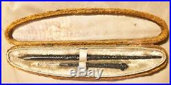 Fabulous Boxed Antique Victorian Sterling Silver Repousse Quill Penbutton Hook
