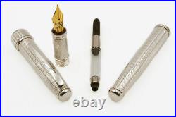 Fountain Pen Moire Sterling Silver Medium Nib Waterman Cartridges Black Ink