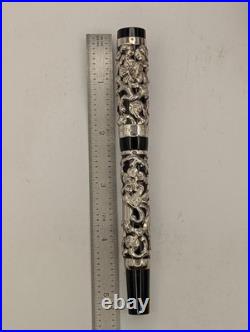 Fultz Parker Duofold Floral Repousse Sterling Silver Fountain Pen LE 12/200