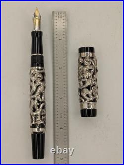Fultz Parker Duofold Floral Repousse Sterling Silver Fountain Pen LE 12/200