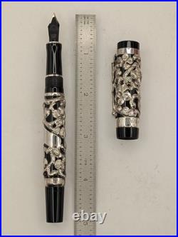 Fultz Parker Duofold Floral Repousse Sterling Silver Fountain Pen LE 12/200