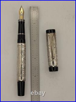 Fultz Parker Duofold Hand Engraved Sterling Silver Fountain Pen LE 121/500