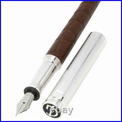 Georg Jensen Bespoke All Brown Alligator and Sterling Silver Fountain Pen