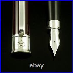 Georg Jensen Sterling Silver Fountain Pen Burgundy Chinese Laquer