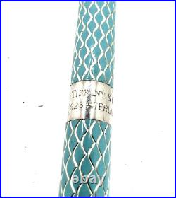 Germany Tiffany & Co Sterling & Light Blue Diamond Enamel Ball Point Purse Pen