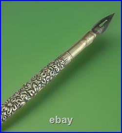 Gorgeous Gorham Sterling Early Dip Pen Repousse Flowers