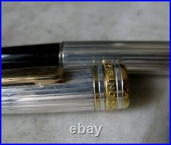 Gorgeous Montblanc Meisterstück 144 Sterling Silver Fountain Pen-godrons Pattern