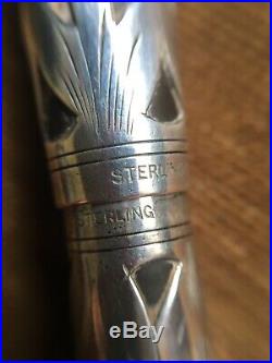 Gorgeous VTG Waterman Sterling Silver Fountain Pen Etching 2 IDEAL 452 1/2 V USA