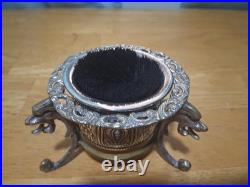 Gorham Sterling Silver Ink Pen Wipe On Triple Footed Lion Head Brass Pedestal