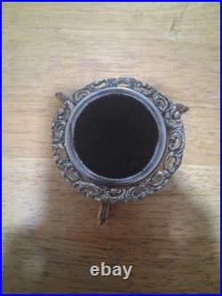 Gorham Sterling Silver Ink Pen Wipe On Triple Footed Lion Head Brass Pedestal
