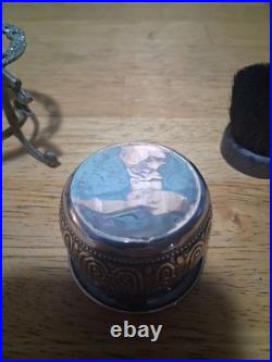 Gorham Sterling Silver Ink Pen Wipe On Triple Footed Lion Head Brass Pedestal