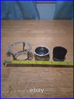 Gorham Sterling Silver Ink Pen Wipe On Triple Footed Lion Head Brass Pedestal