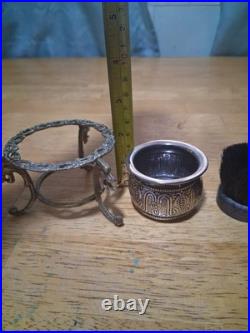 Gorham Sterling Silver Ink Pen Wipe On Triple Footed Lion Head Brass Pedestal