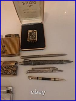 Group Of Rare Lighters/ & Sterling Pens/old Chinese Pipe
