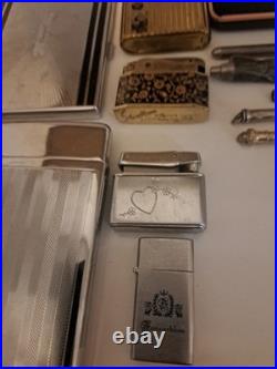 Group Of Rare Lighters/ & Sterling Pens/old Chinese Pipe