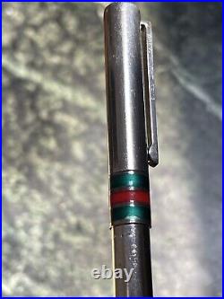 Gucci Sterling Silver Red & Green Enamel Stripes Ballpoint Pen