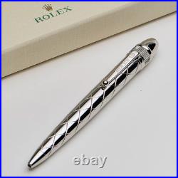 HOT Rolex Imperial Silver Signature Pen Finish Ballpoint Pen New Perfect Gift