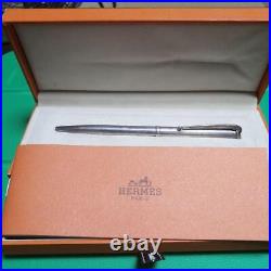 Hermes Allegro Twisted Ballpoint Pen wz/Box&Manual Sterling Silver Vintage Rare