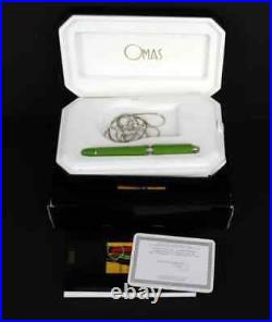 Italian Omas Kiwi Green Diva Pendant Ballpoint Pen & Box Sterling Silver Chain