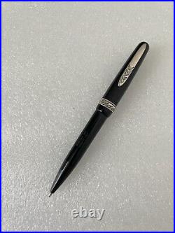 Italian Stipula Etruria Magnifica Ballpoint Pen Black Resin Sterling Silver Trim