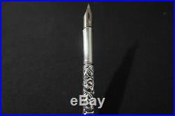Kirk and Sons, sterling silver Repousse dip pen set. 19th century XF Flex nib
