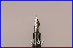 Krone Fountain Pen in Black & Pearl Swirl with Sterling Silver Trim