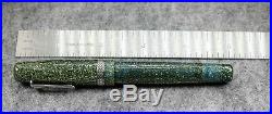 Krone Neptune Fountain Pen 18K F nib, sterling silver trim, button filler