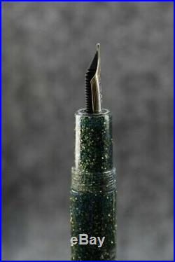Krone Neptune Fountain Pen 18K F nib, sterling silver trim, button filler
