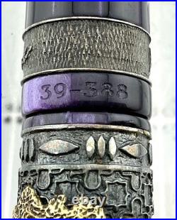 Krone Shakespeare Fountain Pen Sterling Silver Purple Celluloid LE388 18K M 1999