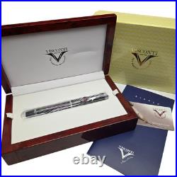 LE Visconti Ripple Black Sterling Silver Overlay Fountain Pen F 18K Nib with Box