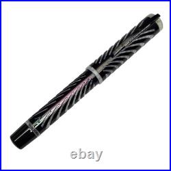 LE Visconti Ripple Black Sterling Silver Overlay Fountain Pen F 18K Nib with Box