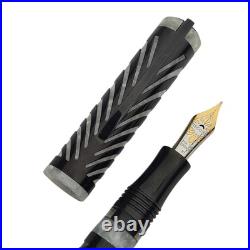 LE Visconti Ripple Black Sterling Silver Overlay Fountain Pen F 18K Nib with Box