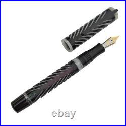 LE Visconti Ripple Black Sterling Silver Overlay Fountain Pen F 18K Nib with Box