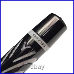 LE Visconti Ripple Black Sterling Silver Overlay Fountain Pen F 18K Nib with Box