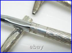 Lot Of 2 Tiffany & Co Sterling Silver Diamond Cut Pattern Ink Pens With Pouch