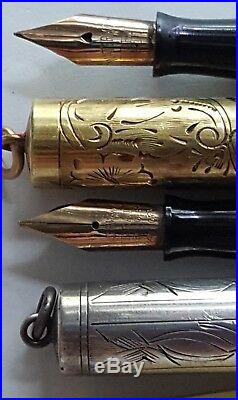 Lot of 6 Fountain Pens & Pencils, Waterman's, Wahl Eversharp, gold tn & sterling