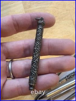 Lot of 6 Silver Pens / Pencils LOOK, Sterling