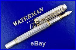 MINT + BOX Waterman Man 100 Limited Edition Sterling Silver Fountain Pen F Nib