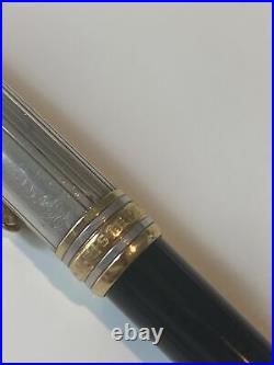 MONTBLANC 146 SOLITAIRE Doue 925 STERLING SILVER Ball Point PEN w Gold Bands