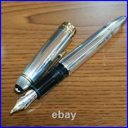 MONTBLANC Fountain Pen Solitaire 1468 Sterling Silver Ebonite Pen Feed W-GERMANY