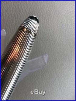MONTBLANC MEISTERSTUCK SOLITAIRE PINSTRIPE STERLING SILVER FOUNTAIN PEN, OB Nib
